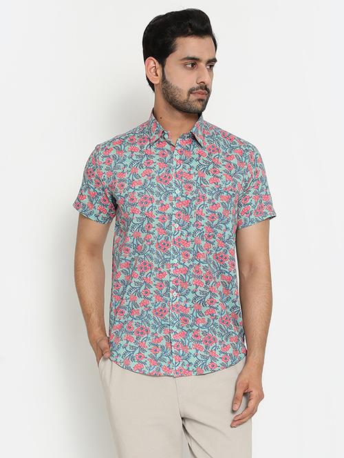 light blue printed casual shirt - 18431733 - Very Small Image - 1