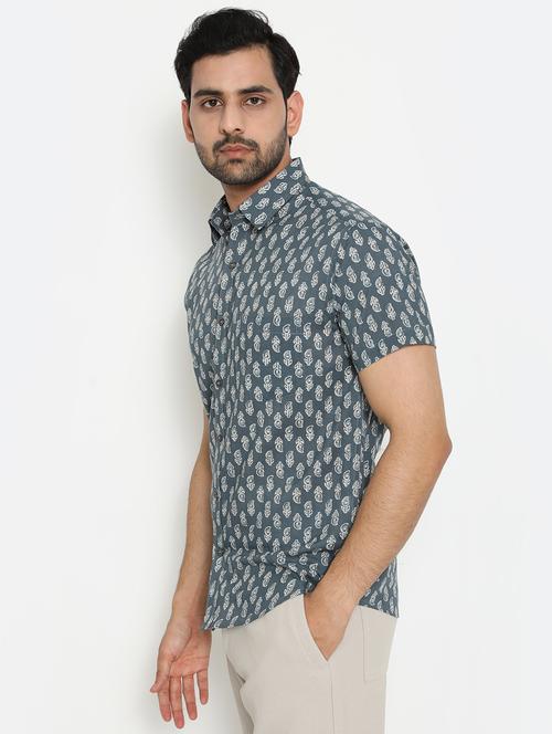 grey printed casual shirt - 18431735 - Very Small Image - 1