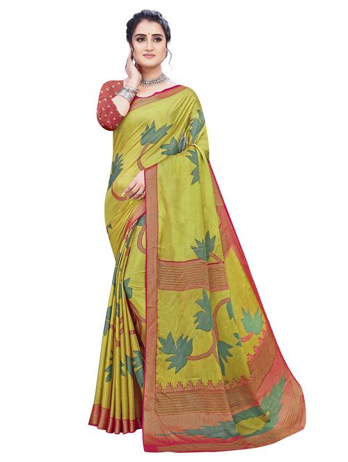 golden zari work printed saree - 18431849 - Very Small Image - 1
