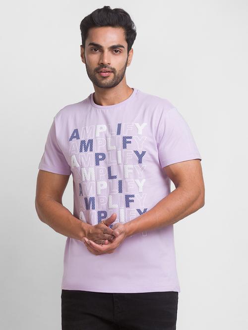 lavender chest-printed t-shirt - 18432014 - Very Small Image - 1