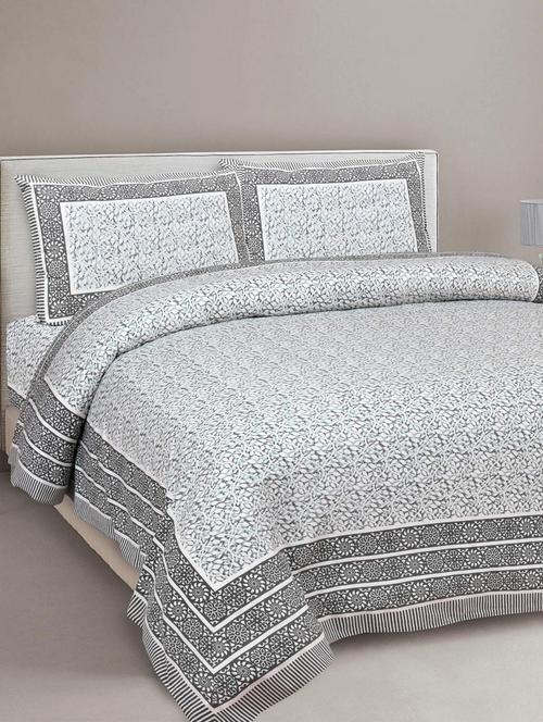 texstylehome 100% cotton 90x108 inches jaipuri print double bedsheet with 2 pillow cover - 18432606 - Very Small Image - 1