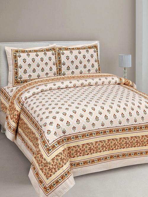 texstylers pure cotton 90x108 inches jaipuri print double bedsheet with 2 pillow cover - 18432617 - Very Small Image - 1