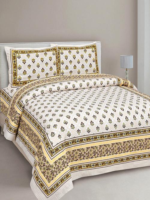 texstylers pure cotton 90x108 inches jaipuri print double bedsheet with 2 pillow cover - 18432618 - Very Small Image - 1