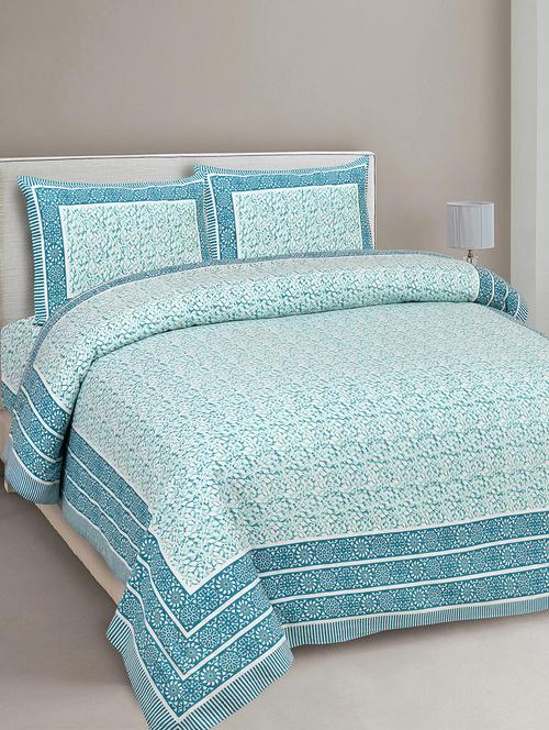 texstylers pure cotton 90x108 inches jaipuri print double bedsheet with 2 pillow cover - 18432623 - Very Small Image - 1