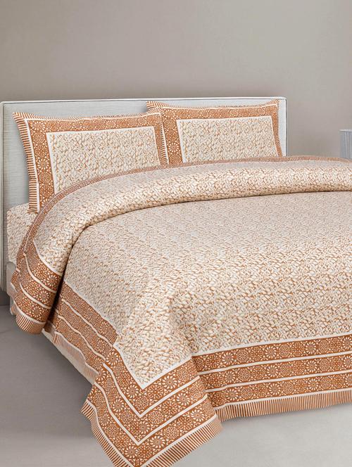 texstylehome pure cotton 90x108 inches jaipuri print double bedsheet with 2 pillow cover - 18432643 - Very Small Image - 1