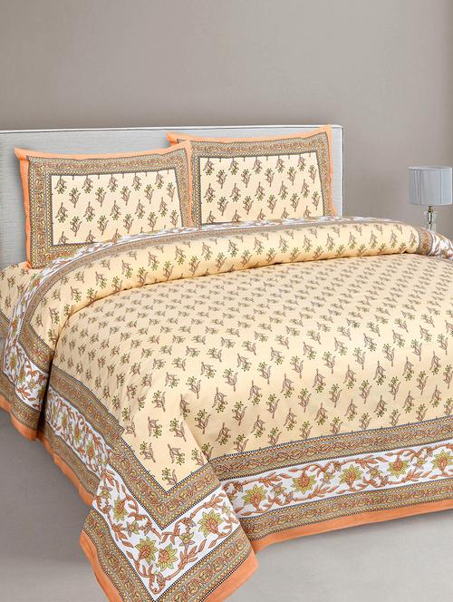 texstylehome pure cotton 90x108 inches jaipuri print double bedsheet with 2 pillow cover - 18432651 - Very Small Image - 1