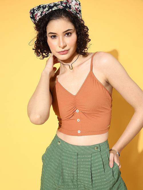 cami neck solid crop top - 18434251 - Very Small Image - 1