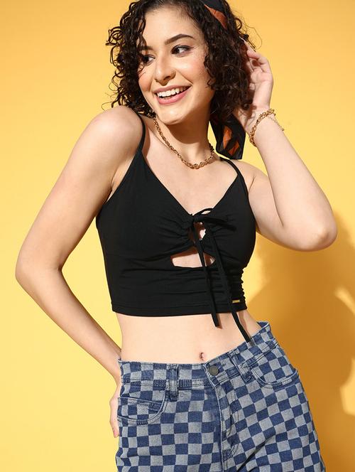 front tie up crop top - 18434267 - Very Small Image - 1