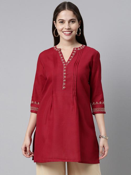 embroidered straight kurti - 18434608 - Very Small Image - 1