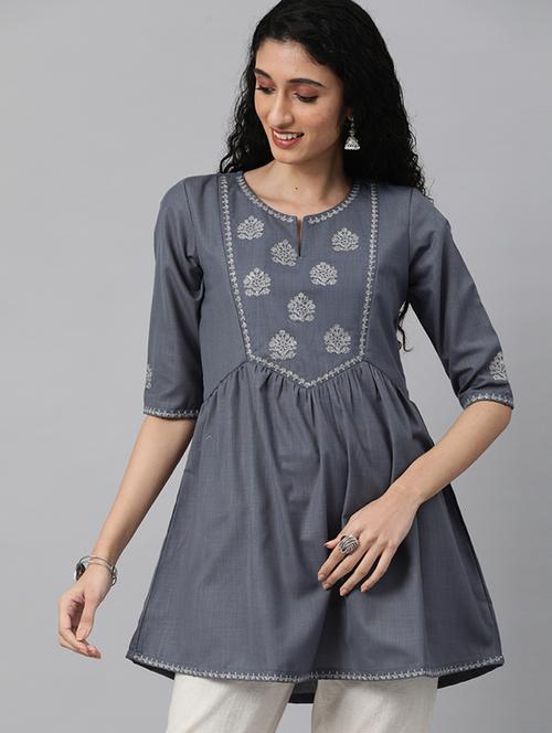 embroidered a-line kurti - 18434622 - Very Small Image - 1