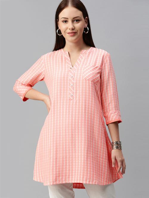 checked a-line kurti - 18434640 - Very Small Image - 1