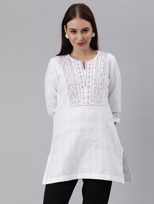 yoke embroidered a-line kurti - 18434644 - Very Small Image - 1
