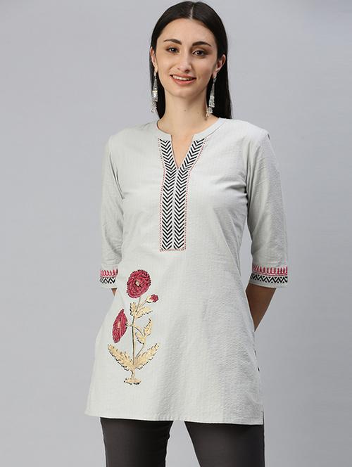 embroidered straight kurti - 18434652 - Very Small Image - 1