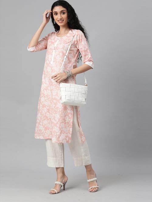 floral print straight kurta - 18434666 - Very Small Image - 1