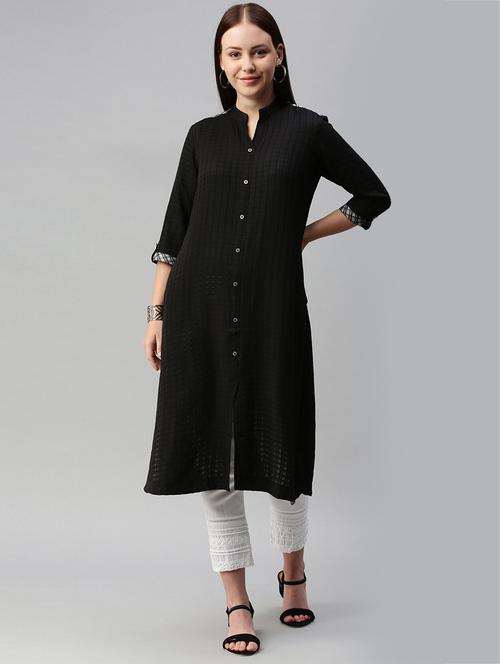checked a-line kurta - 18434677 - Very Small Image - 1
