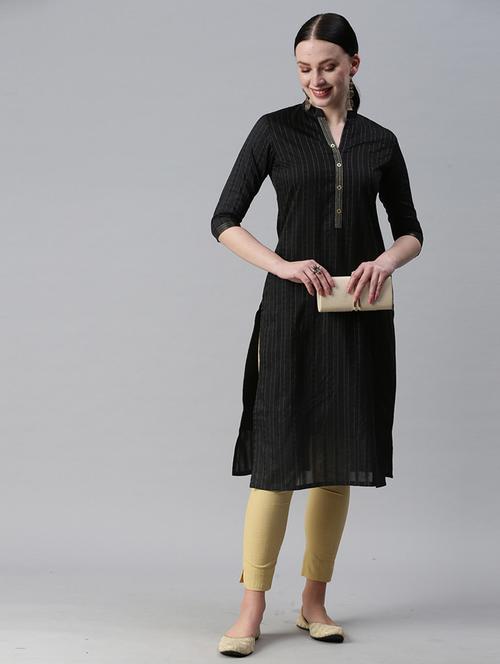 black striped straight kurta - 18434694 - Very Small Image - 1