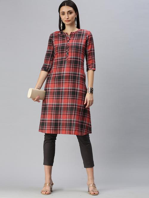 checked straight kurta - 18434719 - Very Small Image - 1