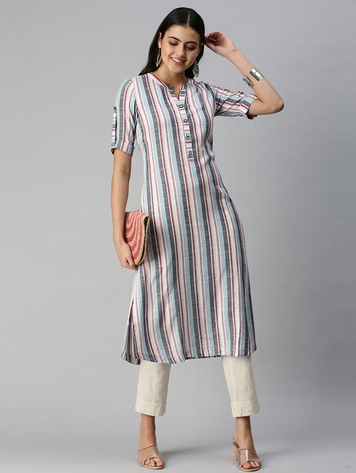 striped straight kurta - 18434722 - Very Small Image - 1