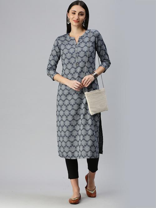 printed straight kurta - 18434748 - Very Small Image - 1