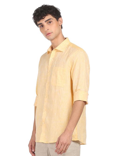 yellow melange casual shirt - 18435087 - Very Small Image - 1