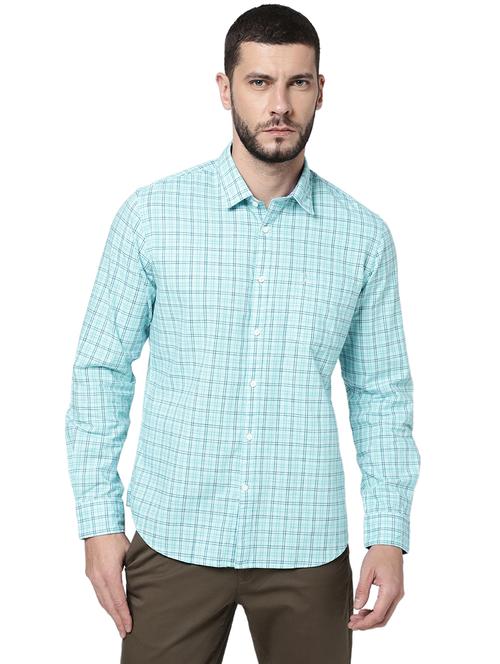 turquoise checkered casual shirt - 18435110 - Very Small Image - 1