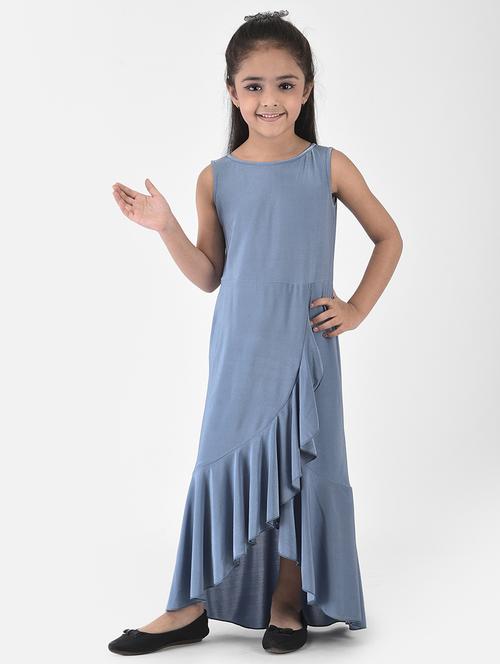 girls grey ruffled hem maxi dress - 18435145 - Very Small Image - 1