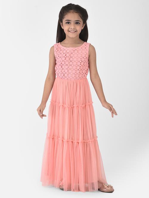 girls peach tiered maxi dress - 18435150 - Very Small Image - 1