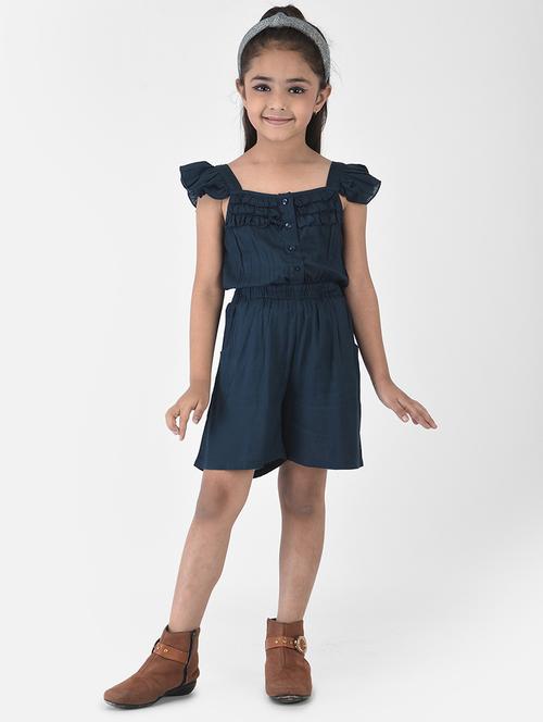 girls navy-blue solid playsuits - 18435168 - Very Small Image - 1