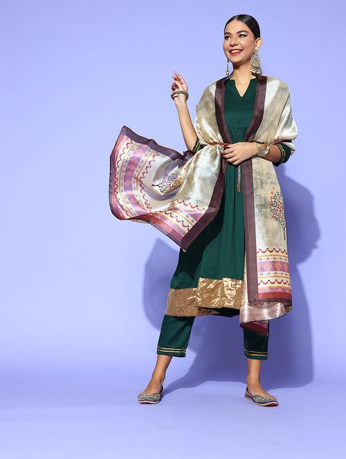 multi colored silk dupatta - 18435377 - Very Small Image - 1