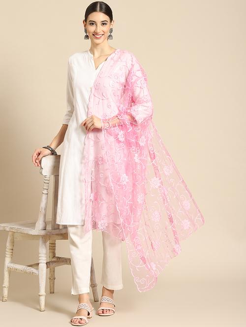 pink net dupatta - 18435420 - Very Small Image - 1