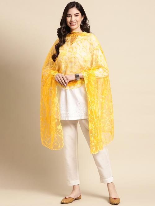 yellow net dupatta - 18435427 - Very Small Image - 1
