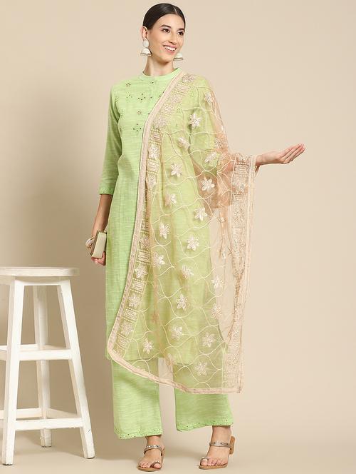 beige net dupatta - 18435453 - Very Small Image - 1