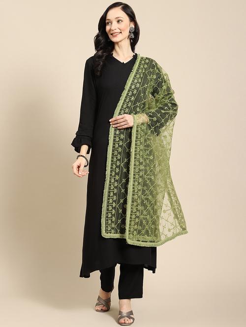 olive net dupatta - 18435468 - Very Small Image - 1