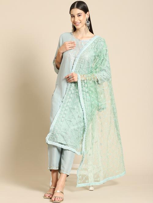 green net dupatta - 18435469 - Very Small Image - 1