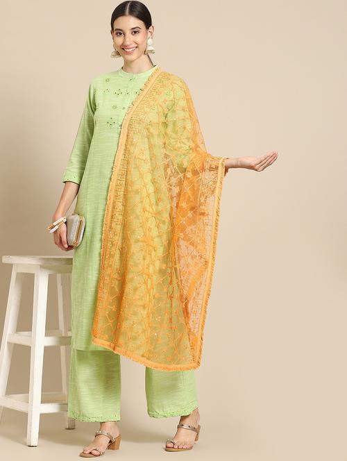 orange net dupatta - 18435476 - Very Small Image - 1