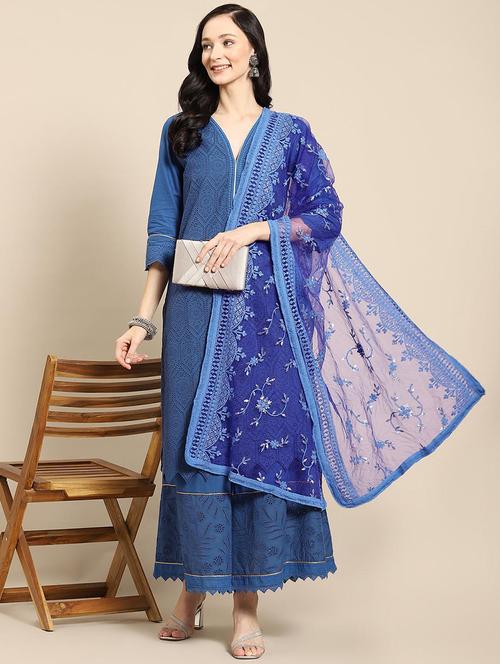 indigo net dupatta - 18435487 - Very Small Image - 1