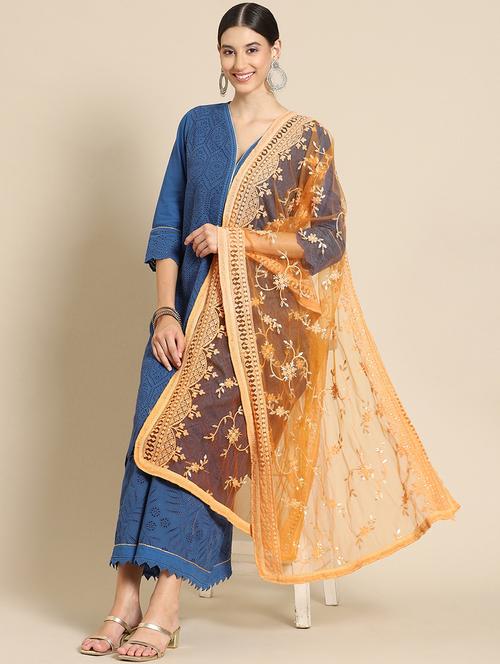 orange net dupatta - 18435490 - Very Small Image - 1