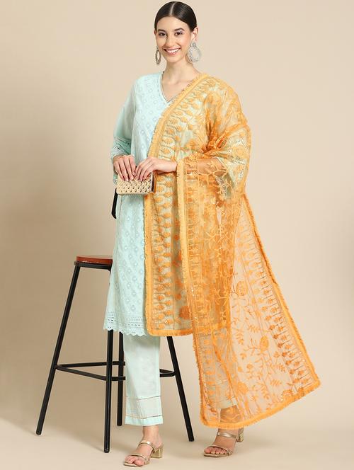 orange net dupatta - 18435505 - Very Small Image - 1