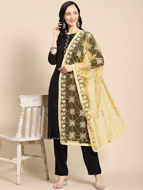 yellow net dupatta - 18435536 - Very Small Image - 1
