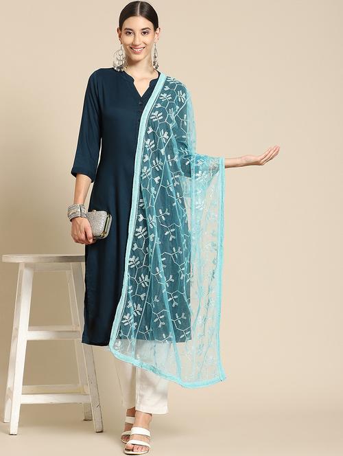 tonal embroidered chikankari net dupatta - 18435587 - Very Small Image - 1