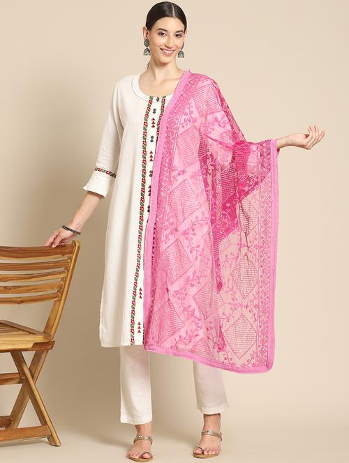 tonal embroidered chikankari net dupatta - 18435598 - Very Small Image - 1