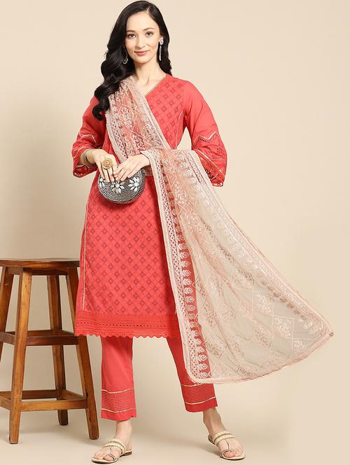 tonal embroidered chikankari net dupatta - 18435632 - Very Small Image - 1