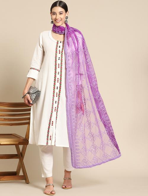 tonal embroidered chikankari net dupatta - 18435638 - Very Small Image - 1