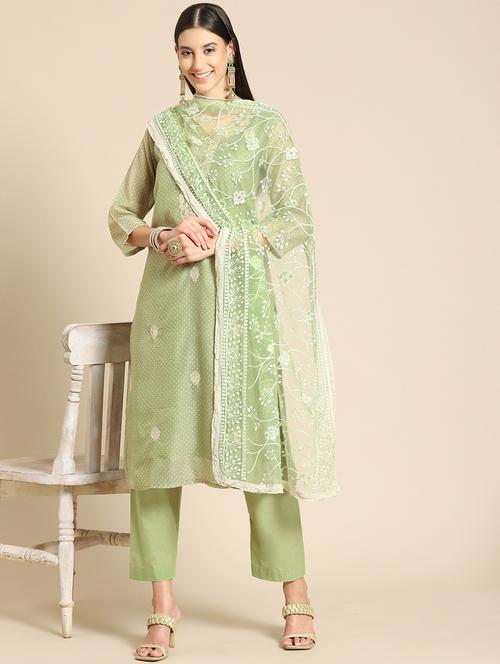 tonal embroidered chikankari net dupatta - 18435654 - Very Small Image - 1