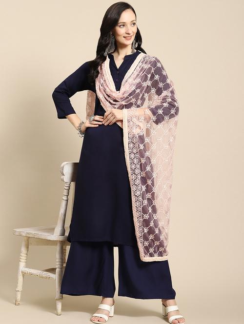 tonal embroidered chikankari net dupatta - 18435663 - Very Small Image - 1