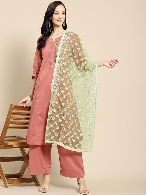 tonal embroidered chikankari net dupatta - 18435666 - Very Small Image - 1