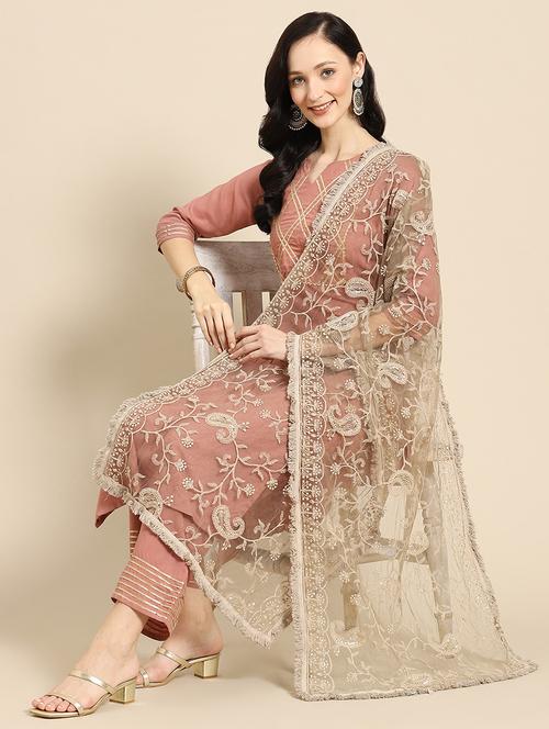 brown net dupatta - 18435685 - Very Small Image - 1
