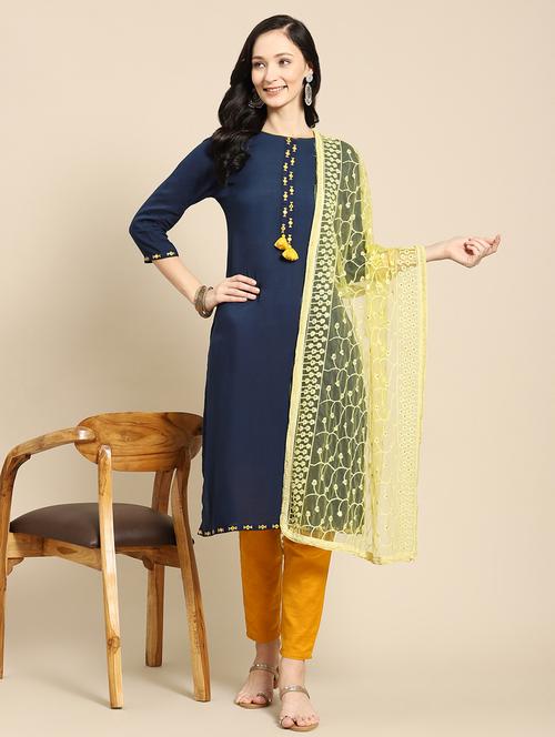 yellow net dupatta - 18435733 - Very Small Image - 1