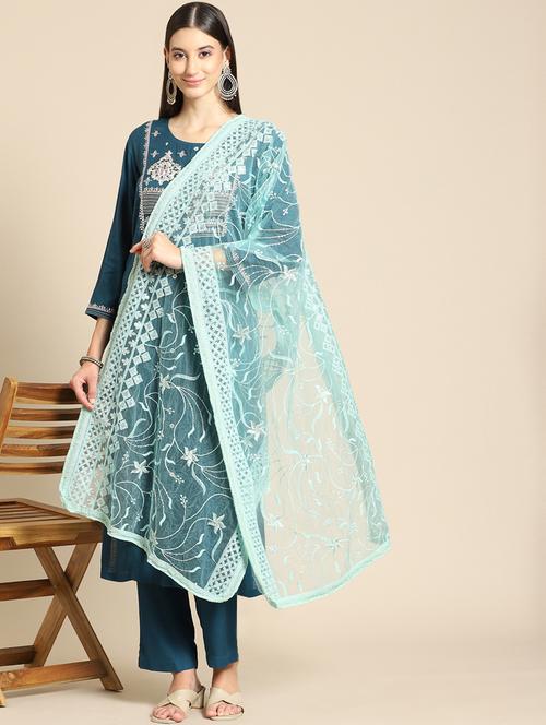 green net dupatta - 18435737 - Very Small Image - 1