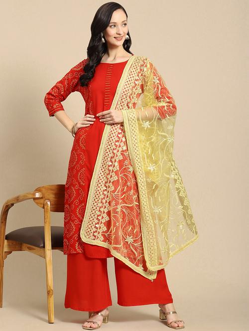 yellow net dupatta - 18435746 - Very Small Image - 1